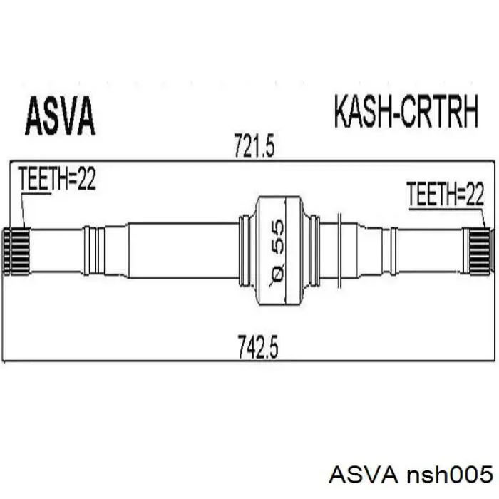 Полуось (привод) передняя левая ASVA NSH005