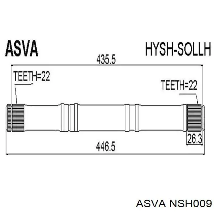 Полуось (привод) передняя правая ASVA NSH009