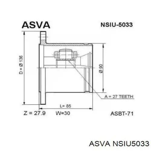 ШРУС внутренний передний NSIU5033 Asva