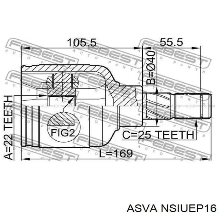 Шарнир угловых скоростей внутренний передний Asva NSIUEP16 цена, от 58.28 USD