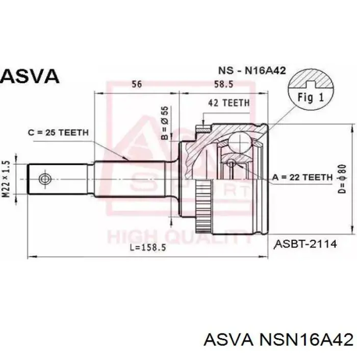 ШРУС наружный передний NSN16A42 Asva