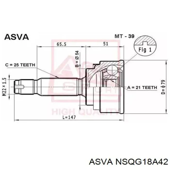 ШРУС наружный передний NSQG18A42 Asva