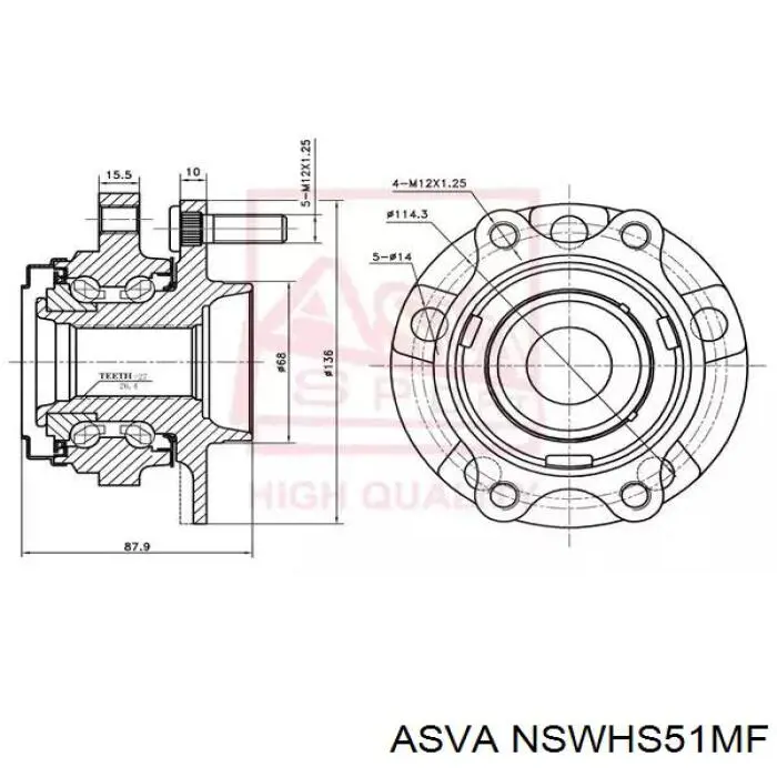 NSWH-S51MF Asva ступица передняя