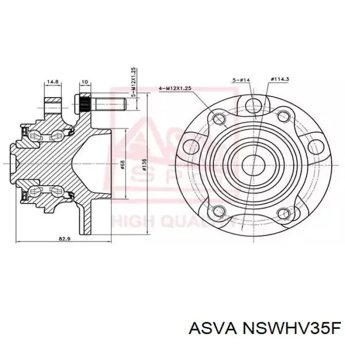 NSWHV35F Asva Ступица колеса передняя