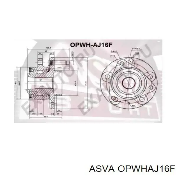 Маточина колеса передня OPWHAJ16F Asva