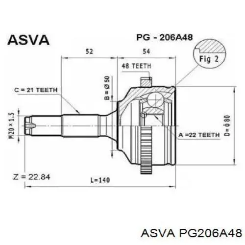 ШРУС наружный передний PG206A48 Asva