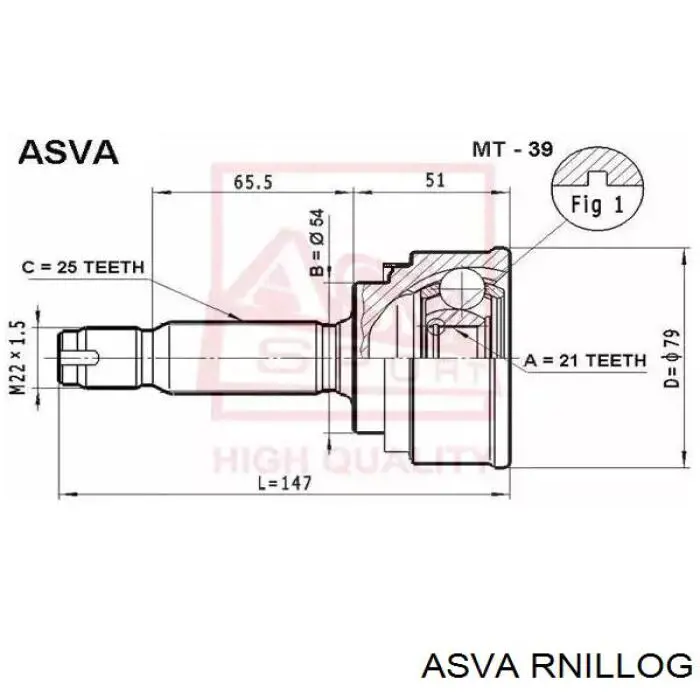 ШРУС наружный передний RNILLOG Asva