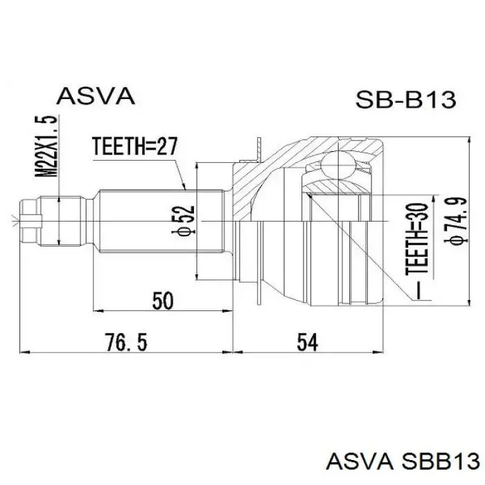 SBB13 Asva шрус наружный передний