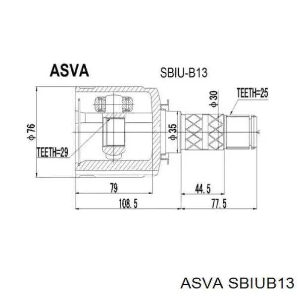 Шарнир угловых скоростей внутренний передний Asva SBIUB13 цена, от 32.35 USD