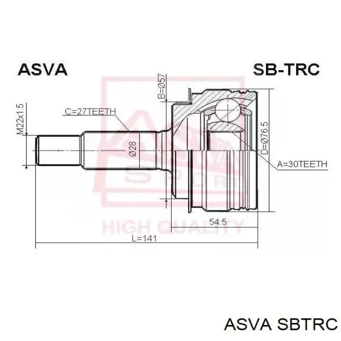 SBTRC Asva шрус наружный передний