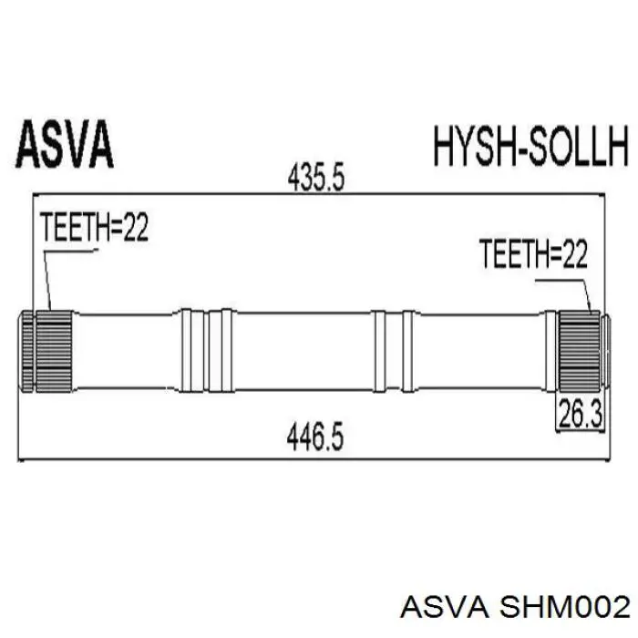 Купить SHM002 Asva Вал привода полуоси, промежуточный