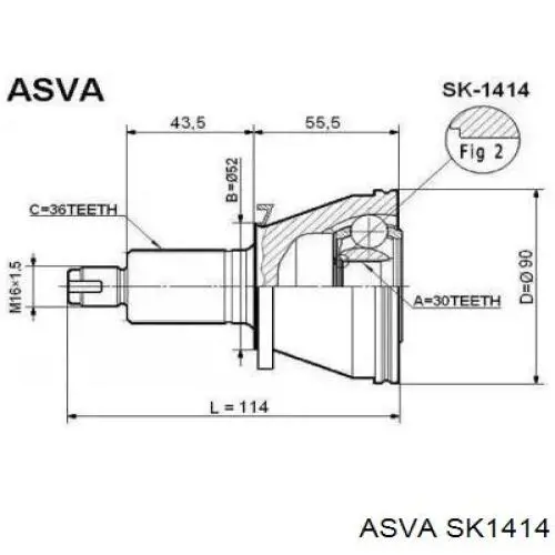 SK1414 Asva шрус наружный передний