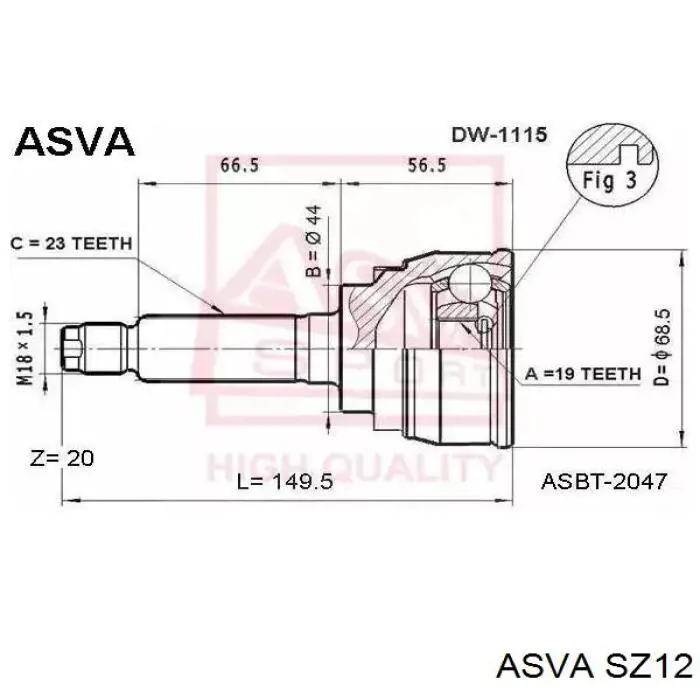 SZ12 Asva шрус наружный передний