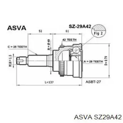 Junta homocinética exterior delantera SZ29A42 Asva