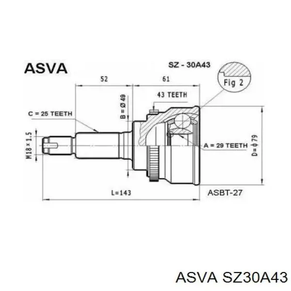 ШРУС наружный передний SZ30A43 Asva