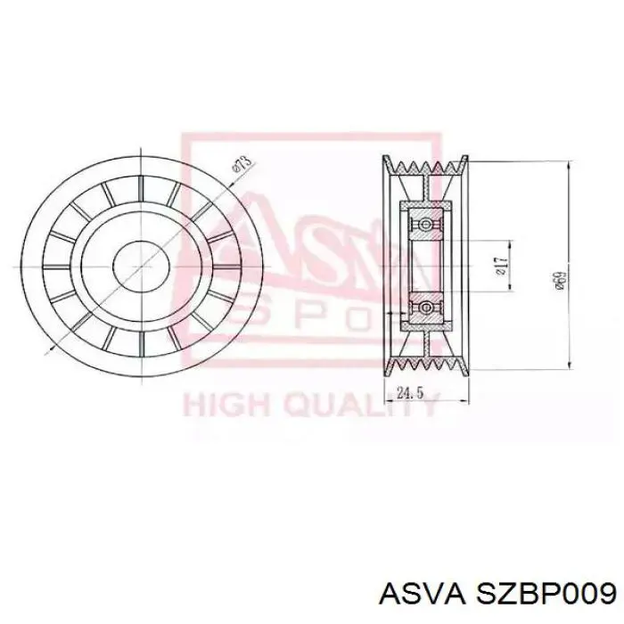 SZBP009 Asva Ролик натяжителя ремня агрегатов