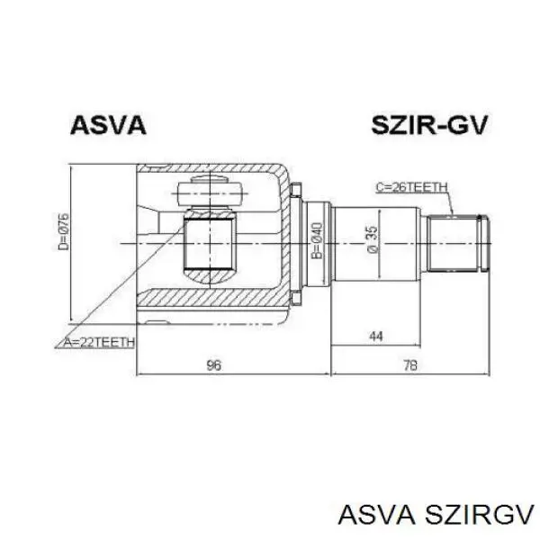 ШРУС внутренний правый SZIRGV Asva
