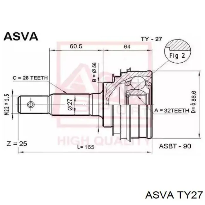 ШРУС наружный передний TY27 Asva