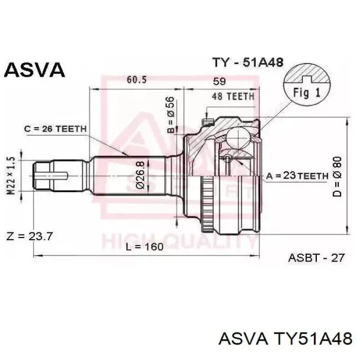 ШРУС наружный передний TY51A48 Asva