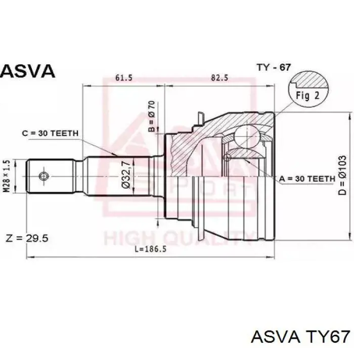 ШРУС наружный передний ASVA TY67