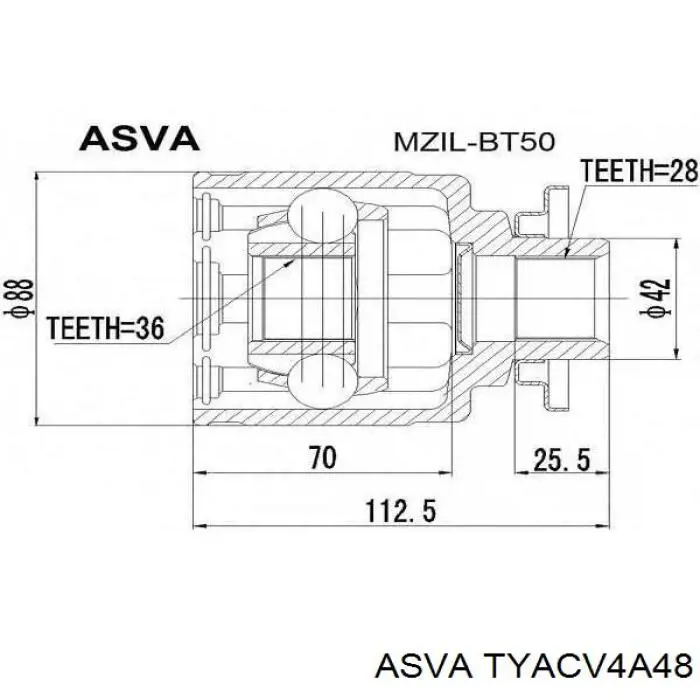ШРУС наружный передний TYACV4A48 Asva