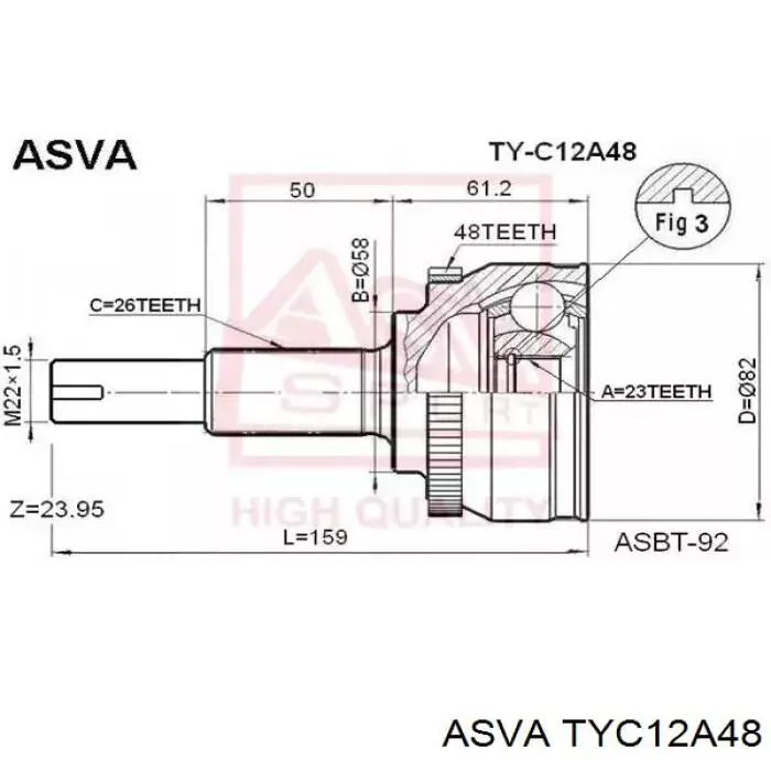 TYC12A48 Asva шрус наружный передний