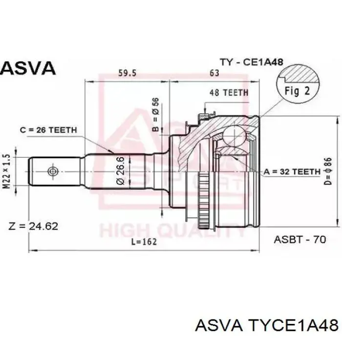 TYCE1A48 Asva шрус наружный передний