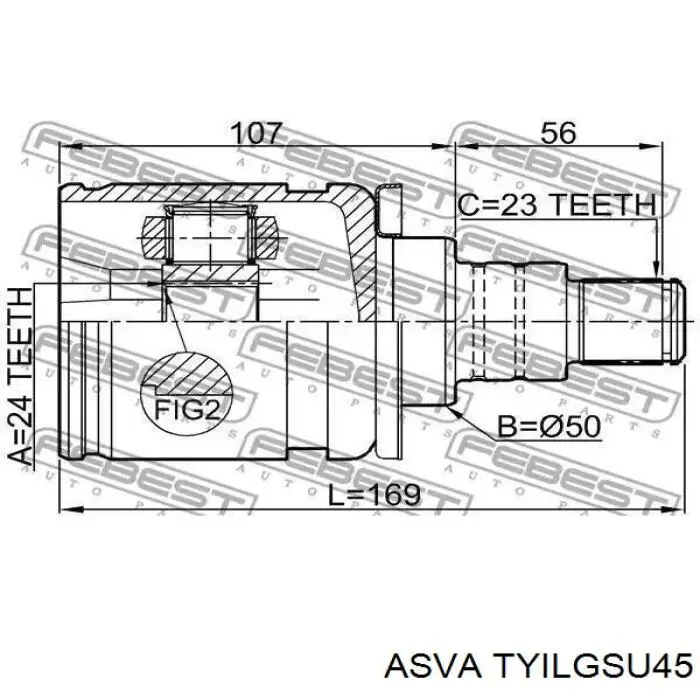 Шарнир угловых скоростей передний левый Asva TYILGSU45 цена, от 126.29 USD
