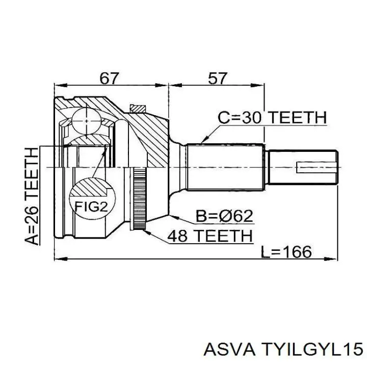 Купить TYILGYL15 Asva Шрус внутренний левый