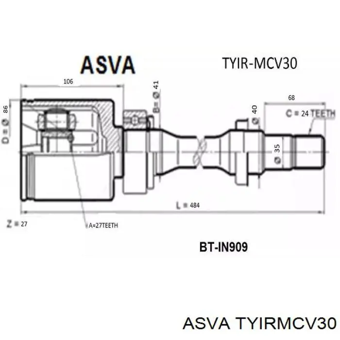 ШРУС внутренний передний правый TYIRMCV30 Asva