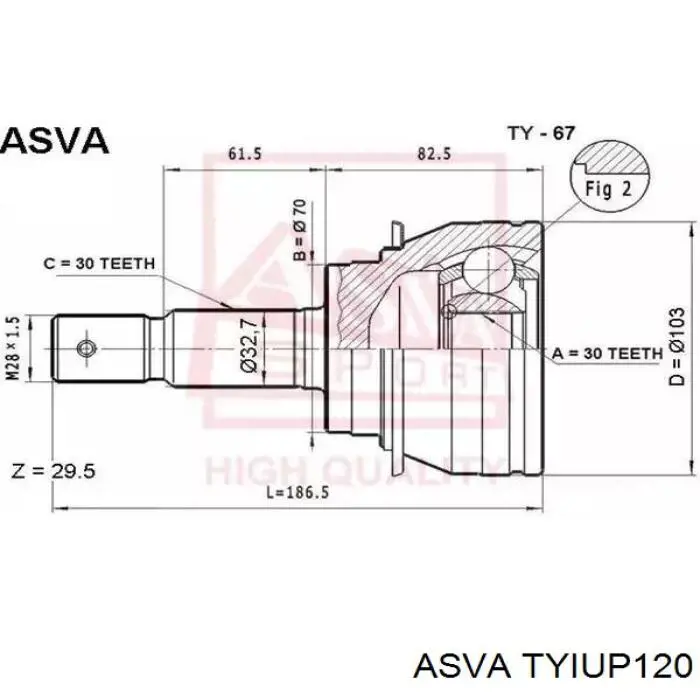ШРУС внутренний TYIUP120 Asva