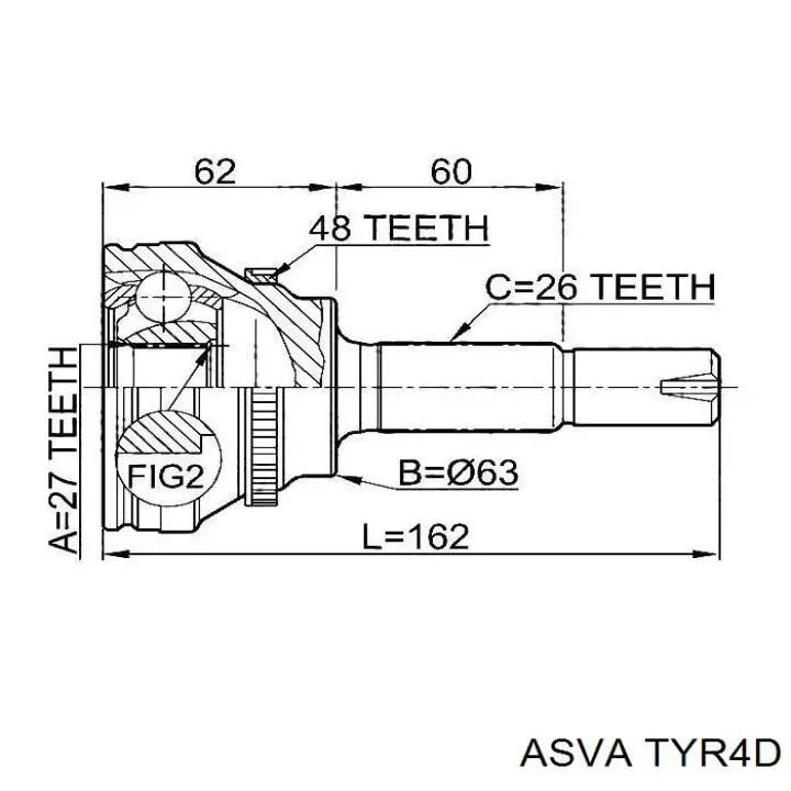 Привод передний левый Asva TYR4D цена, от 93.74 USD