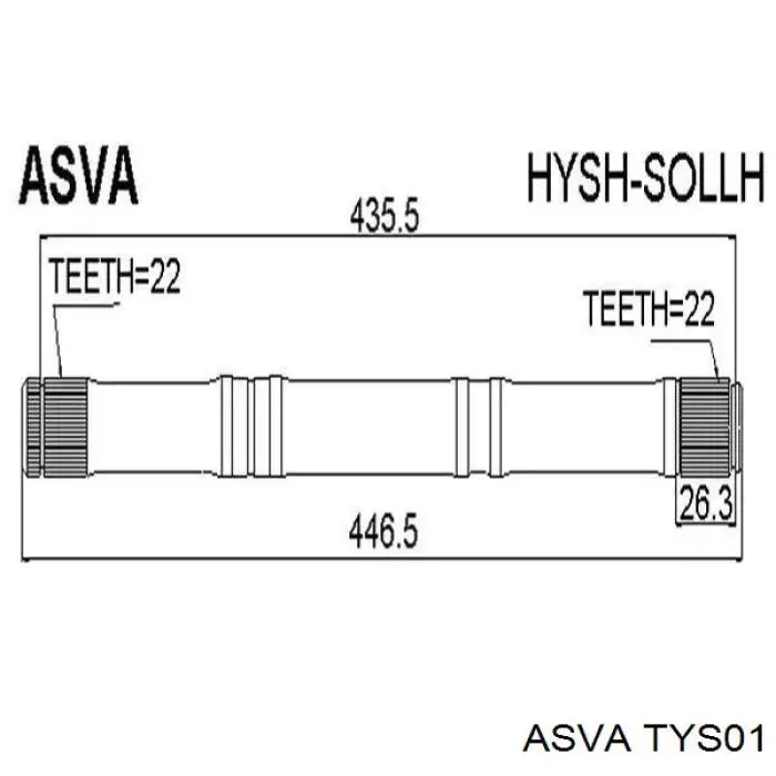 TYS01 Asva Полуось передняя левая