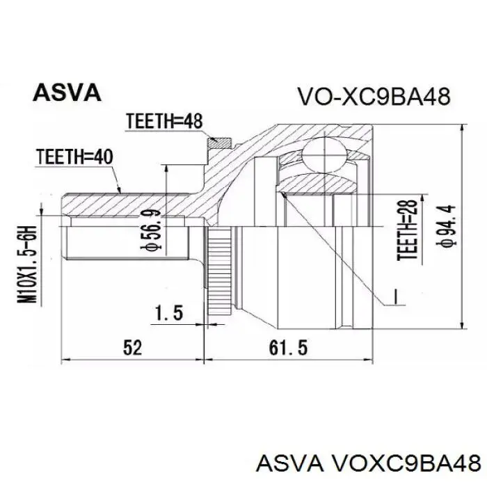 ШРУС наружный ASVA VOXC9BA48