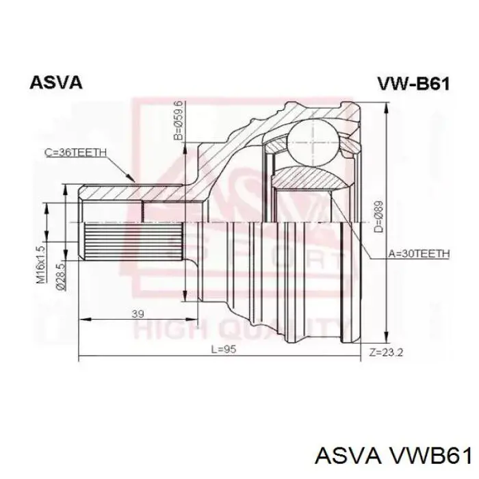 VWB61 Asva шрус наружный передний
