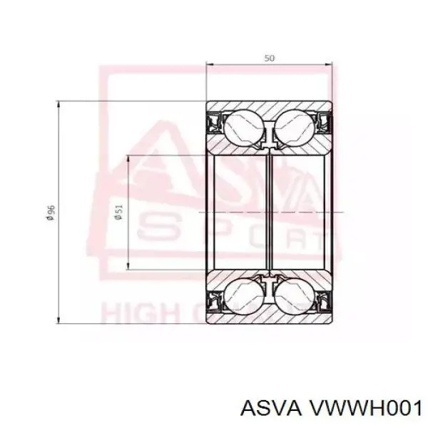Ступицы передних колес Asva VWWH001 цена, от 56.66 USD