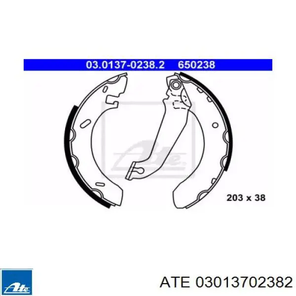 Задние барабанные колодки 03013702382 ATE