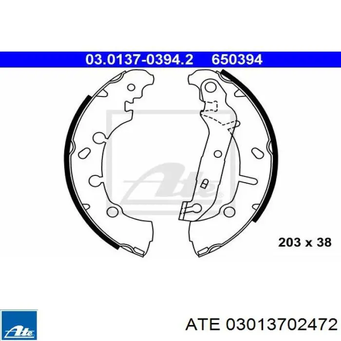 Задние барабанные колодки 03013702472 ATE