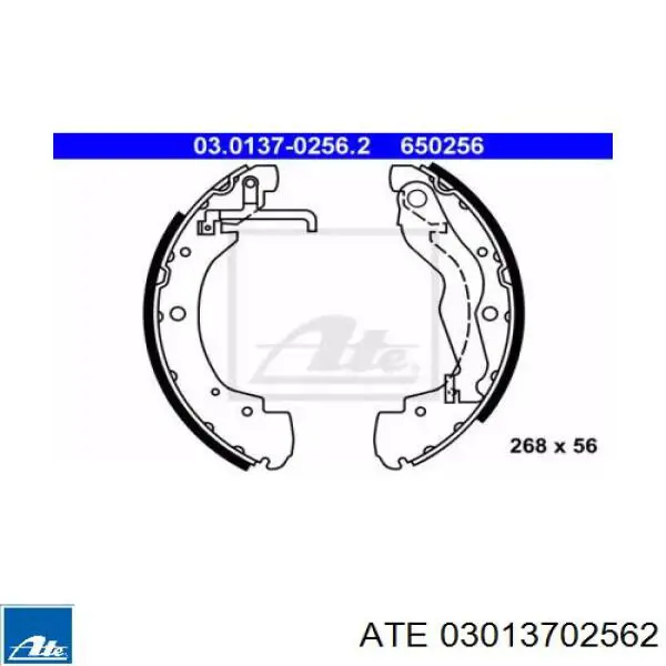 Задние барабанные колодки 03013702562 ATE