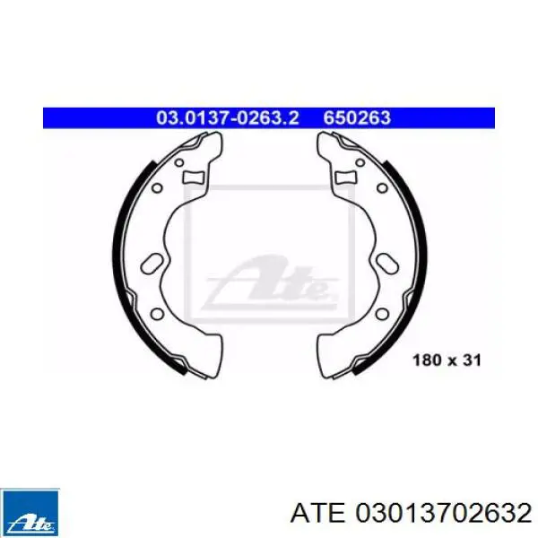 Задние барабанные колодки 03013702632 ATE