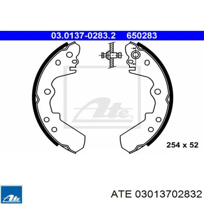 Задние барабанные колодки 03013702832 ATE