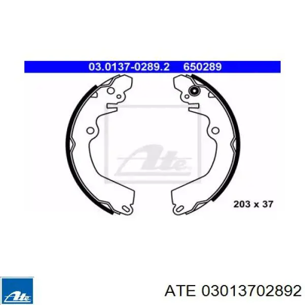 Задние барабанные колодки 03013702892 ATE
