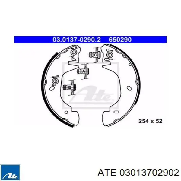 Задние барабанные колодки 03013702902 ATE