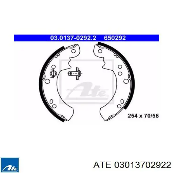 Задние барабанные колодки 03013702922 ATE