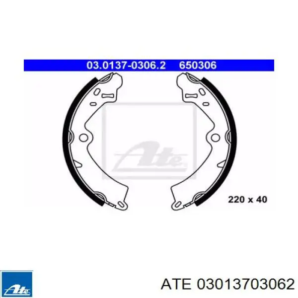Задние барабанные колодки 03013703062 ATE