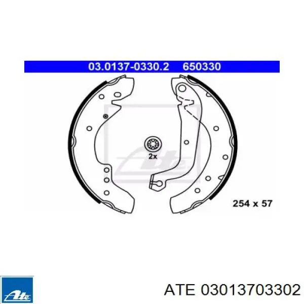 Задние барабанные колодки 03013703302 ATE