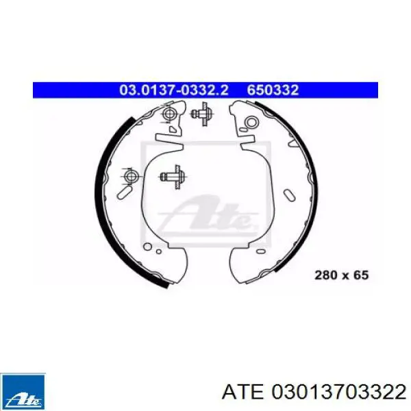 Задние барабанные колодки 03013703322 ATE