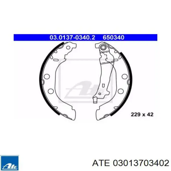 Задние барабанные колодки 03013703402 ATE