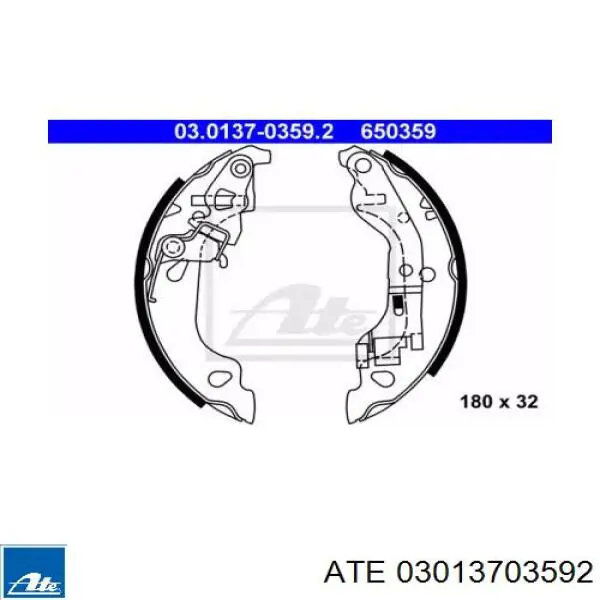 Задние барабанные колодки 03013703592 ATE