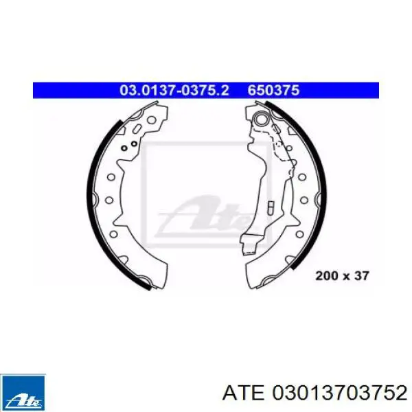 Задние барабанные колодки 03013703752 ATE